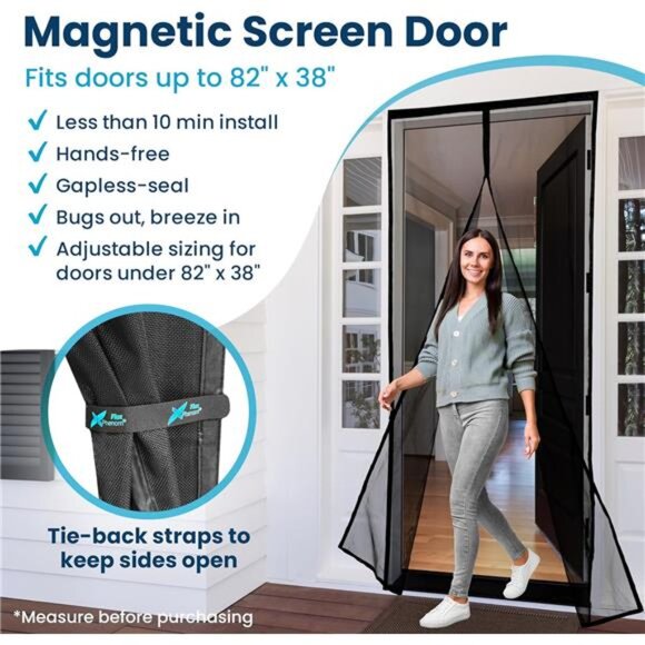 Magnetic Screen Door - Bugs Out, Breeze in -9min Install Auto-Sealing Heavy Duty - Picture 2 of 7